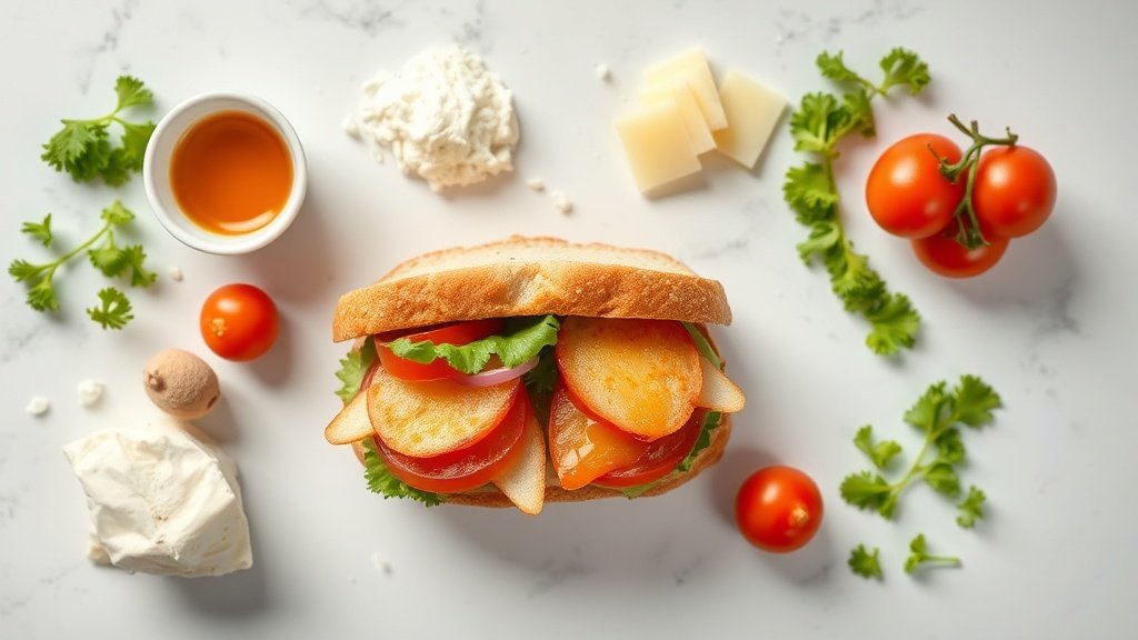 Ingredients for crispy club sandwich arranged before cooking