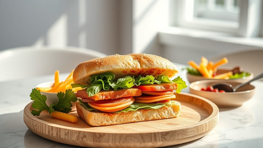 crispy club sandwich served with complementary sides