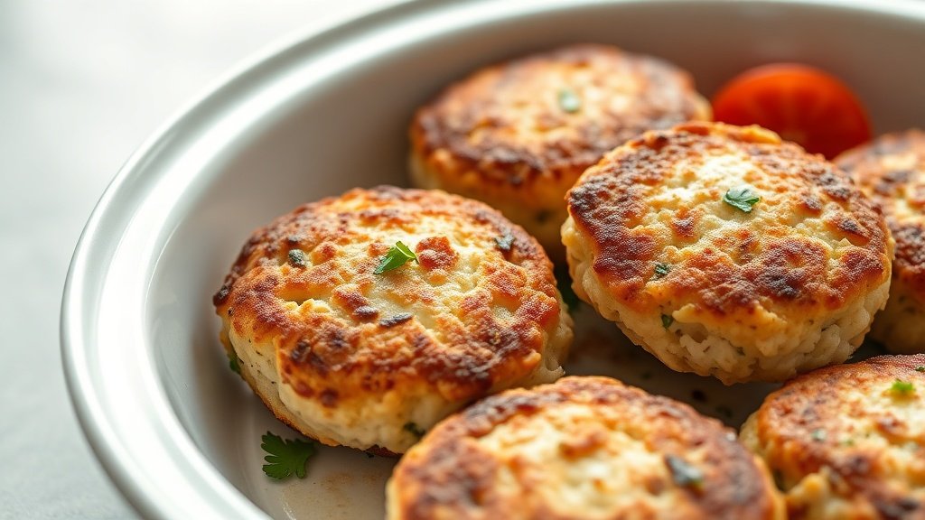 Easy Crab Cakes 2 Close-up of easy crab cakes ready to serve