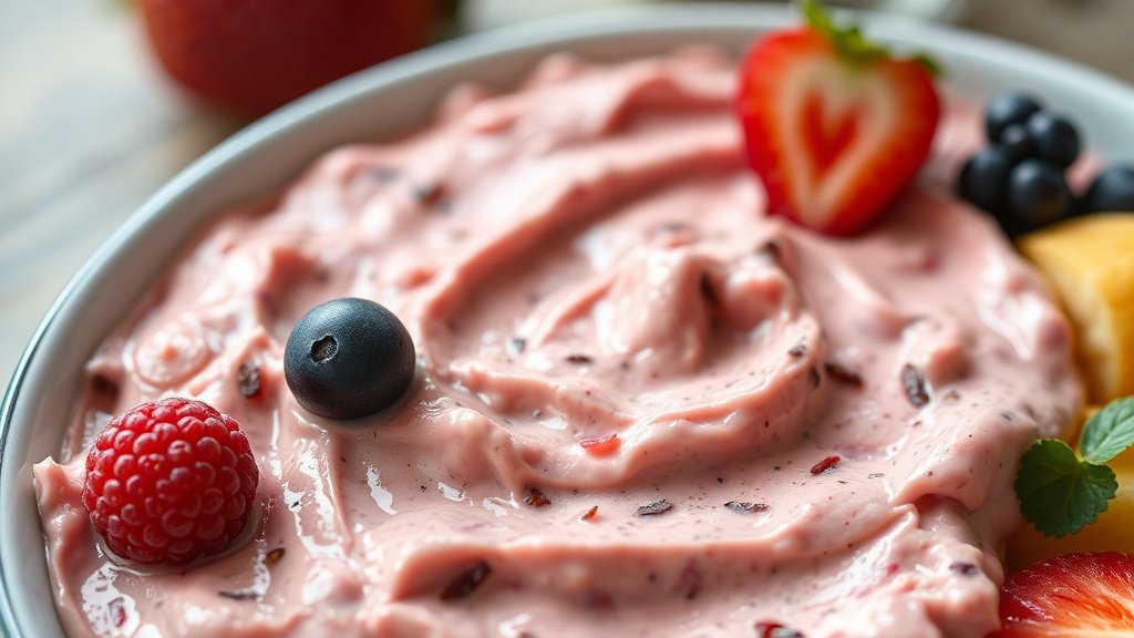 Close-up of easy fruit dip ready to serve