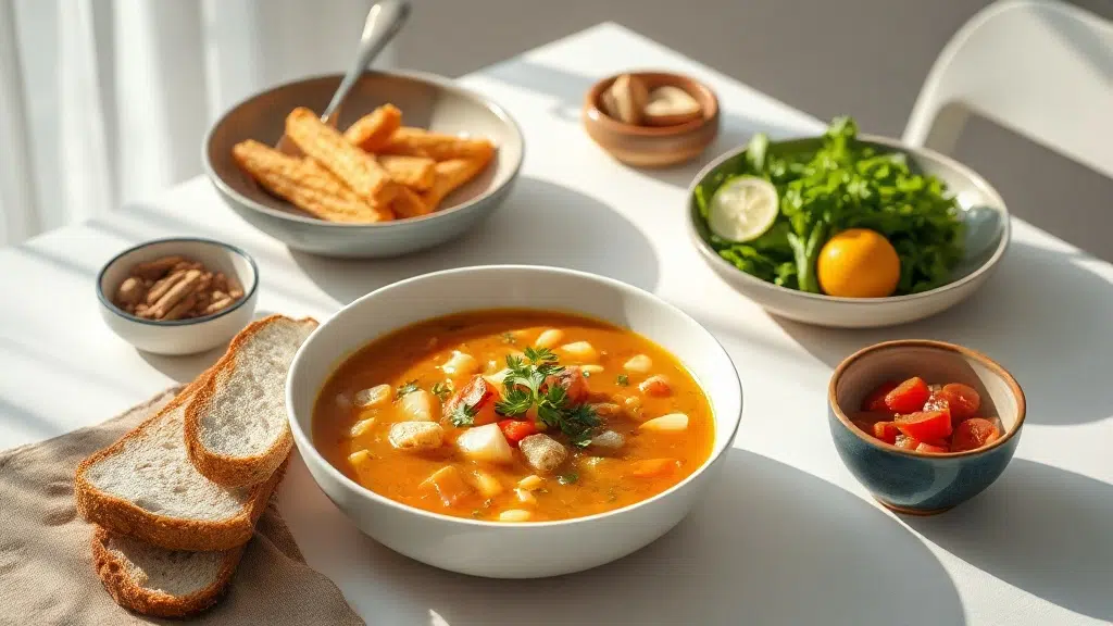 golumpki soup served with complementary sides