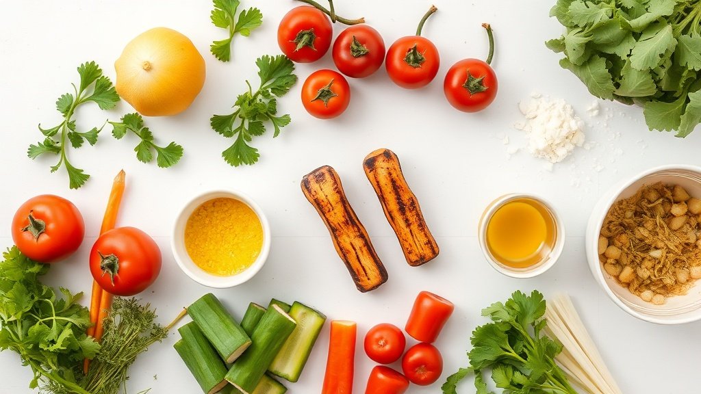 Grilled Vegetables: Simple Charred Medley 3 Ingredients for grilled vegetables arranged before cooking