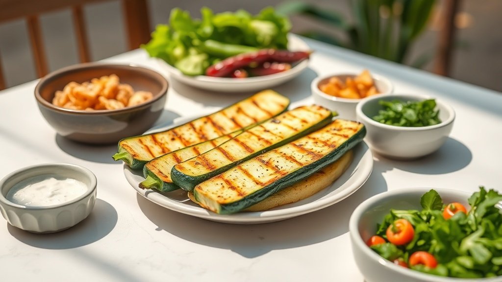 grilled zucchini served with complementary sides