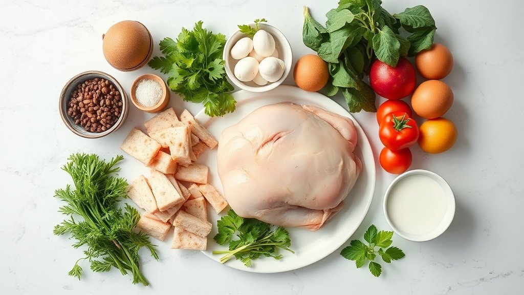Ingredients for healthy crockpot chicken arranged before cooking