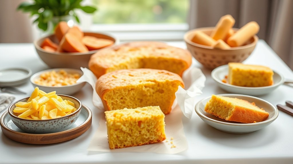 Homemade Cornbread Recipe - Soft, Golden Loaf 4 homemade cornbread recipe served with complementary sides