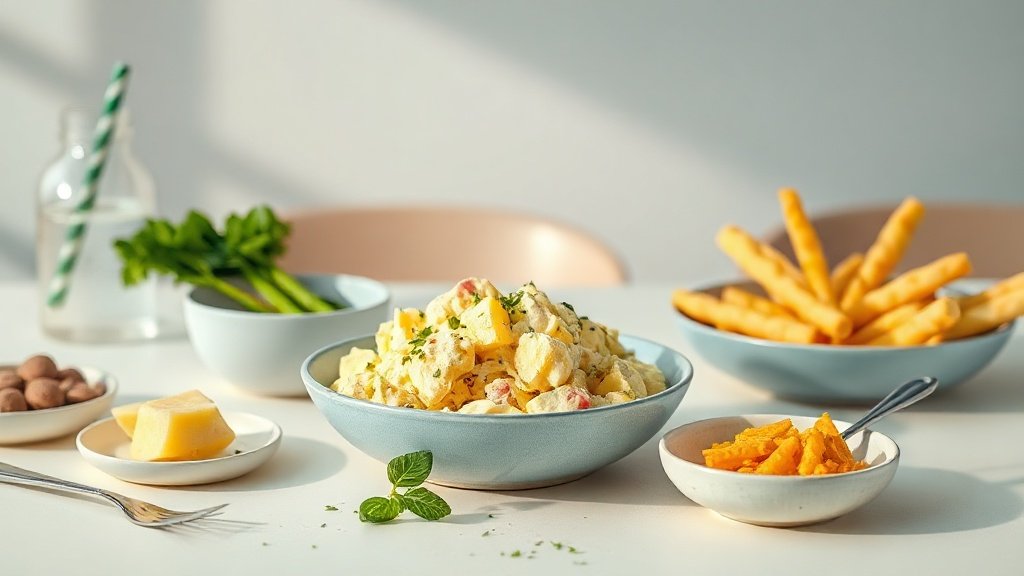 Ultimate Homemade Potato Salad 4 homemade potato salad served with complementary sides