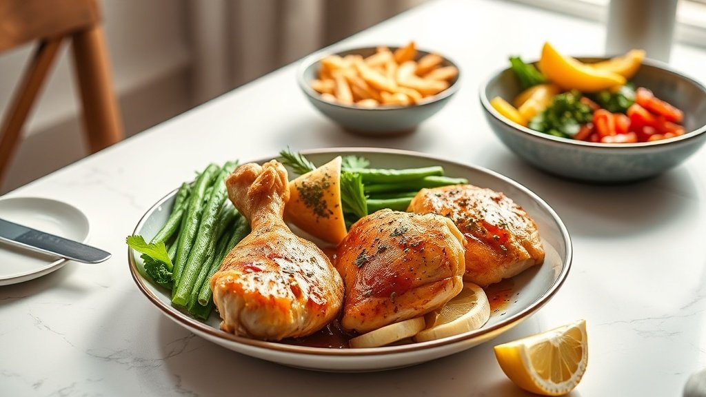 lemon chicken for 4 servings [juicy, chef-tested] served with complementary sides