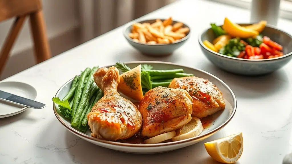 lemon chicken for 4 servings [juicy, chef-tested] served with complementary sides