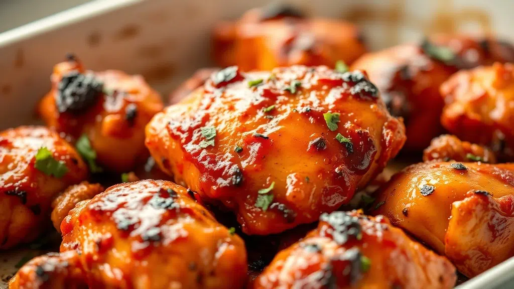 Oven-Baked BBQ Chicken with Quick Homemade Sauce 2 Close-up of oven-baked bbq chicken with homemade sauce ready to serve