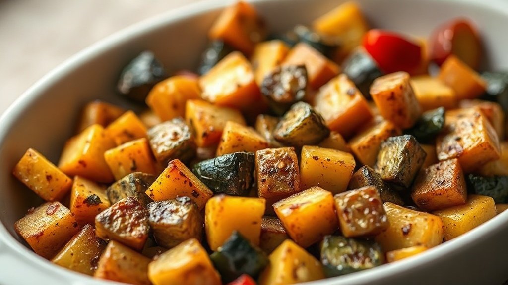 Perfect Roasted Vegetables 2 Close-up of roasted vegetables ready to serve