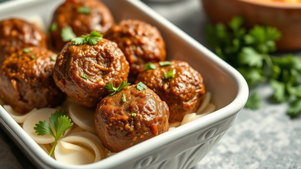 Close-up of flavorful lamb koftas ready to serve