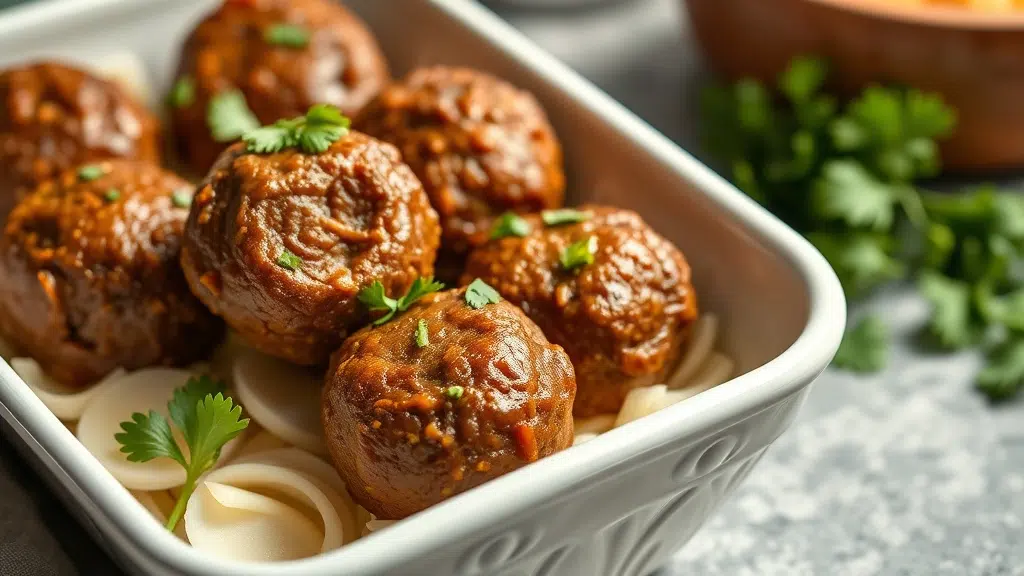 Close-up of flavorful lamb koftas ready to serve