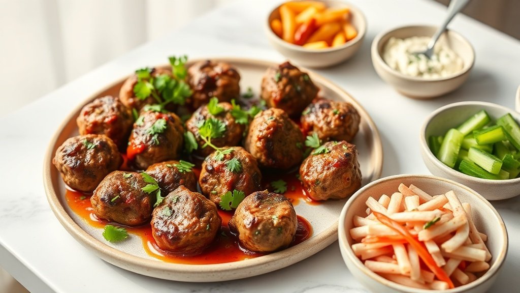 flavorful lamb koftas served with complementary sides