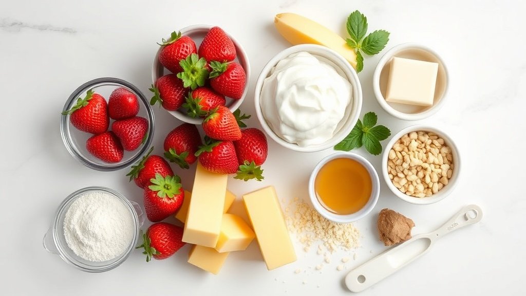 Ingredients for strawberry dole whip delight arranged before cooking