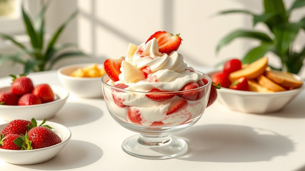 strawberry dole whip delight served with complementary sides
