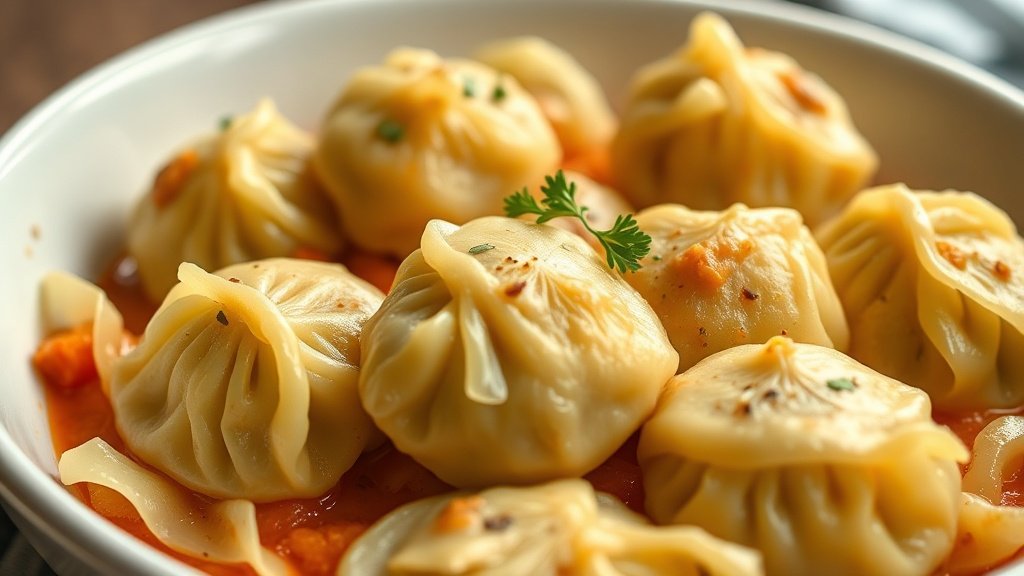 Close-up of stuffed cabbage dumplings ready to serve