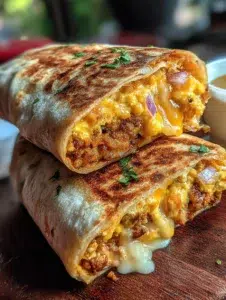 Grilled cheese burrito taco fusion with melted cheese and savory fillings