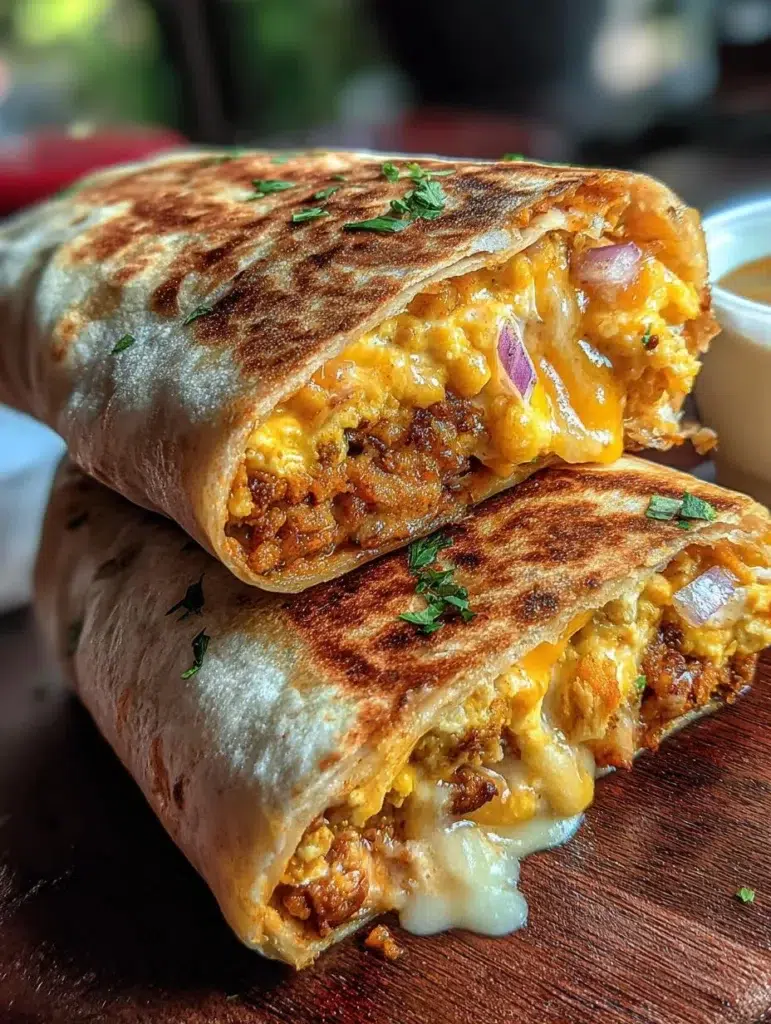 Grilled cheese burrito taco fusion with melted cheese and savory fillings