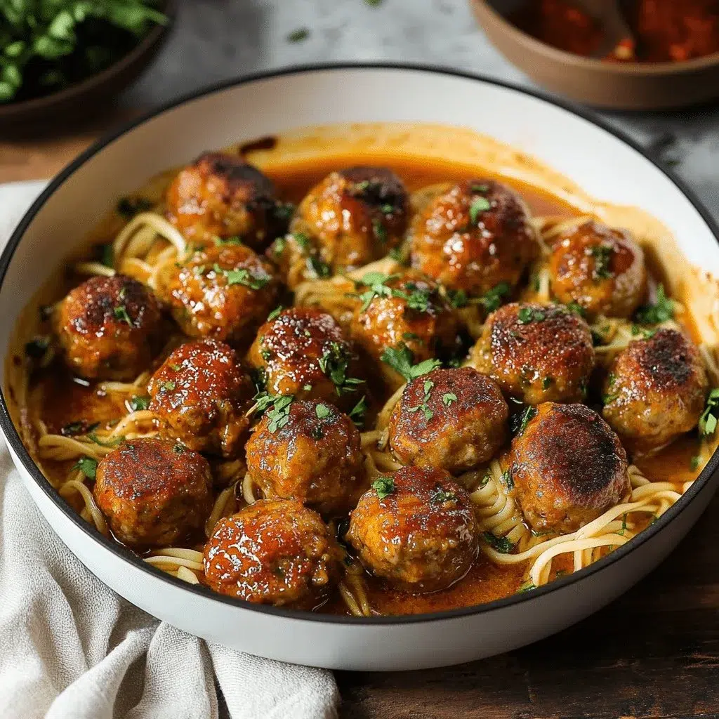 Delicious chicken meatballs served on a plate with herbs and spices.