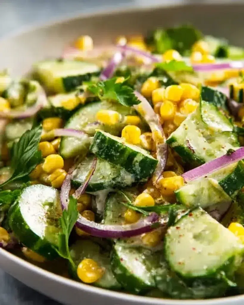 Mexican-style cucumber salad with fresh ingredients in a bowl
