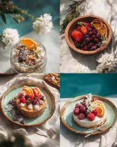 A selection of colorful summer no-bake desserts from different cultures.