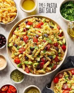 Ultimate Italian Pasta Salad with zesty dressing in a bowl