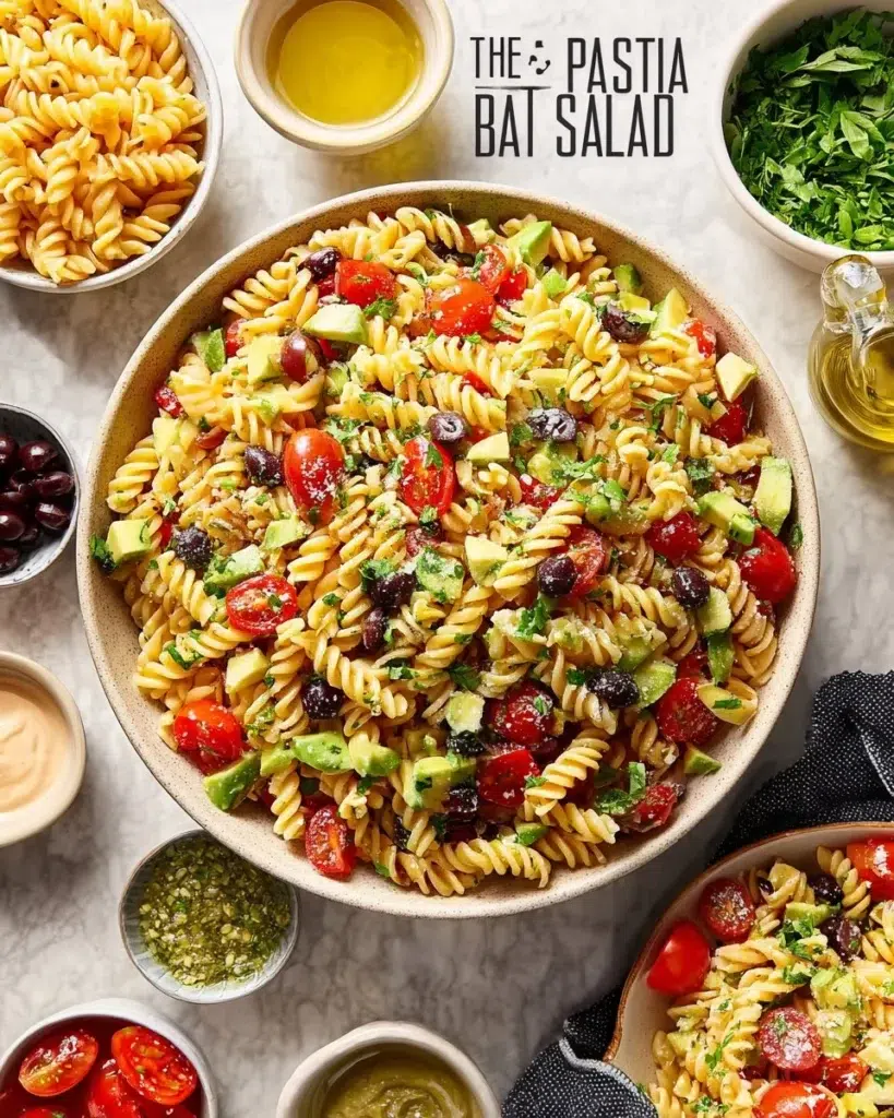 Ultimate Italian Pasta Salad with zesty dressing in a bowl