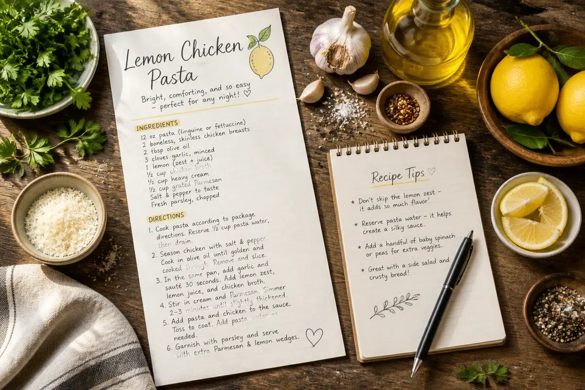 high protein lemon chicken pasta
